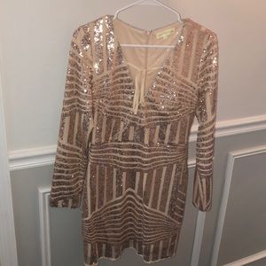 Pink sequin long sleeve dress size medium
